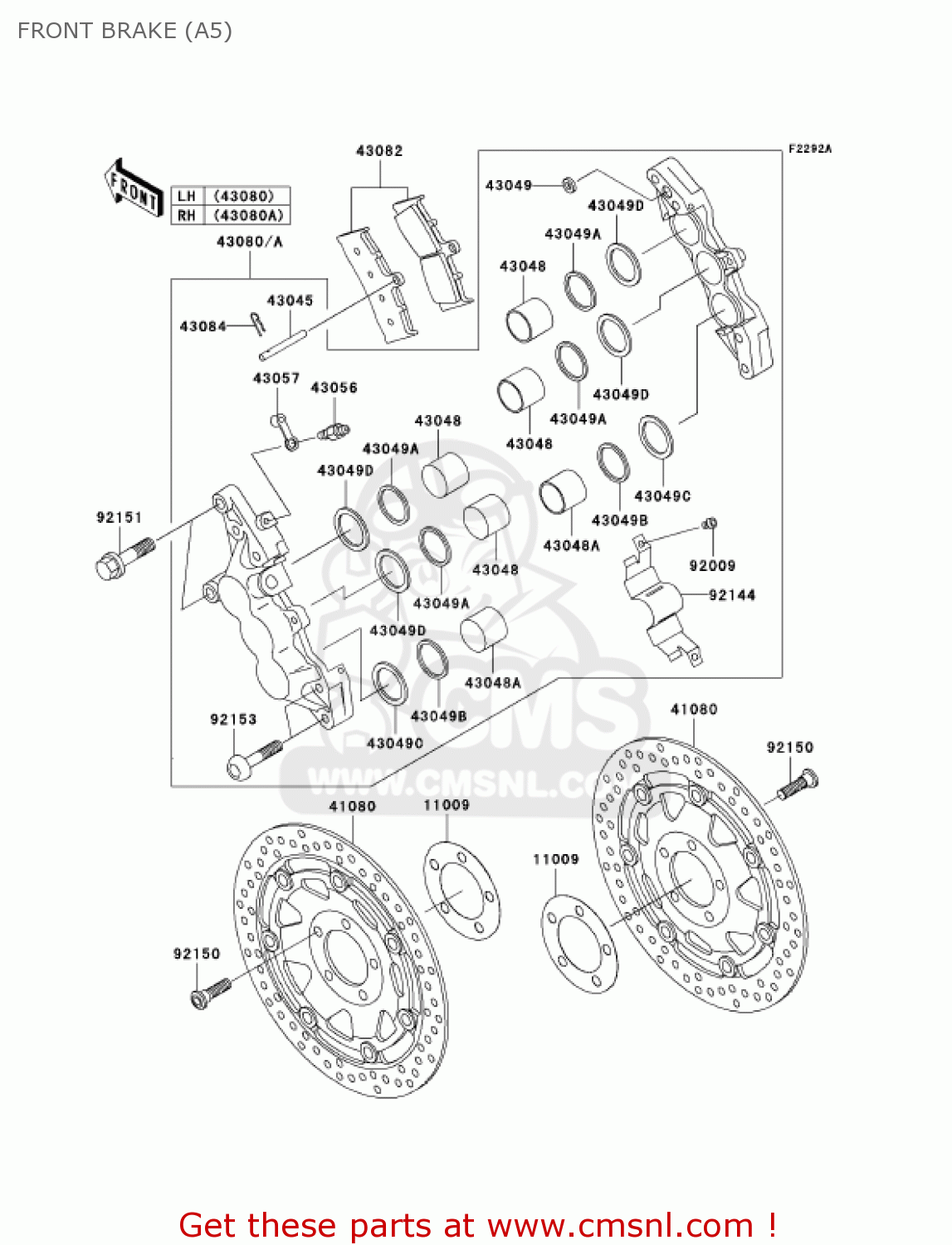 FRONT BRAKE (A5) ZR1200A5 ZRX1200R 2005 USA CALIFORNIA CANADA
