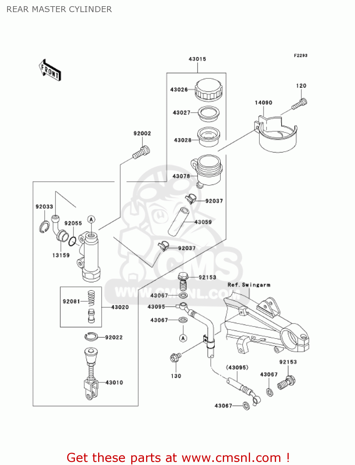 REAR MASTER CYLINDER ZR1200A5 ZRX1200R 2005 USA CALIFORNIA CANADA