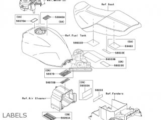 LABELS - ZR1200A5 ZRX1200R 2005 USA CALIFORNIA CANADA