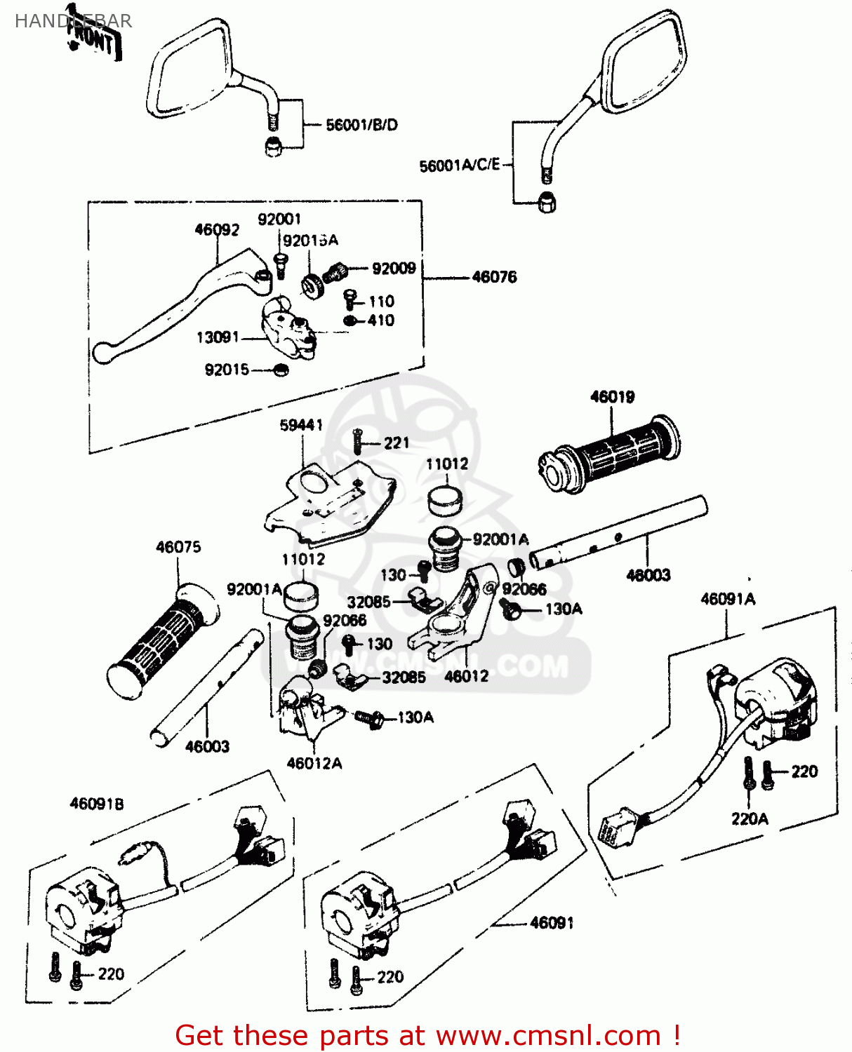 HANDLEBAR ZR400B1 1984 EUROPE UK FR IT WG