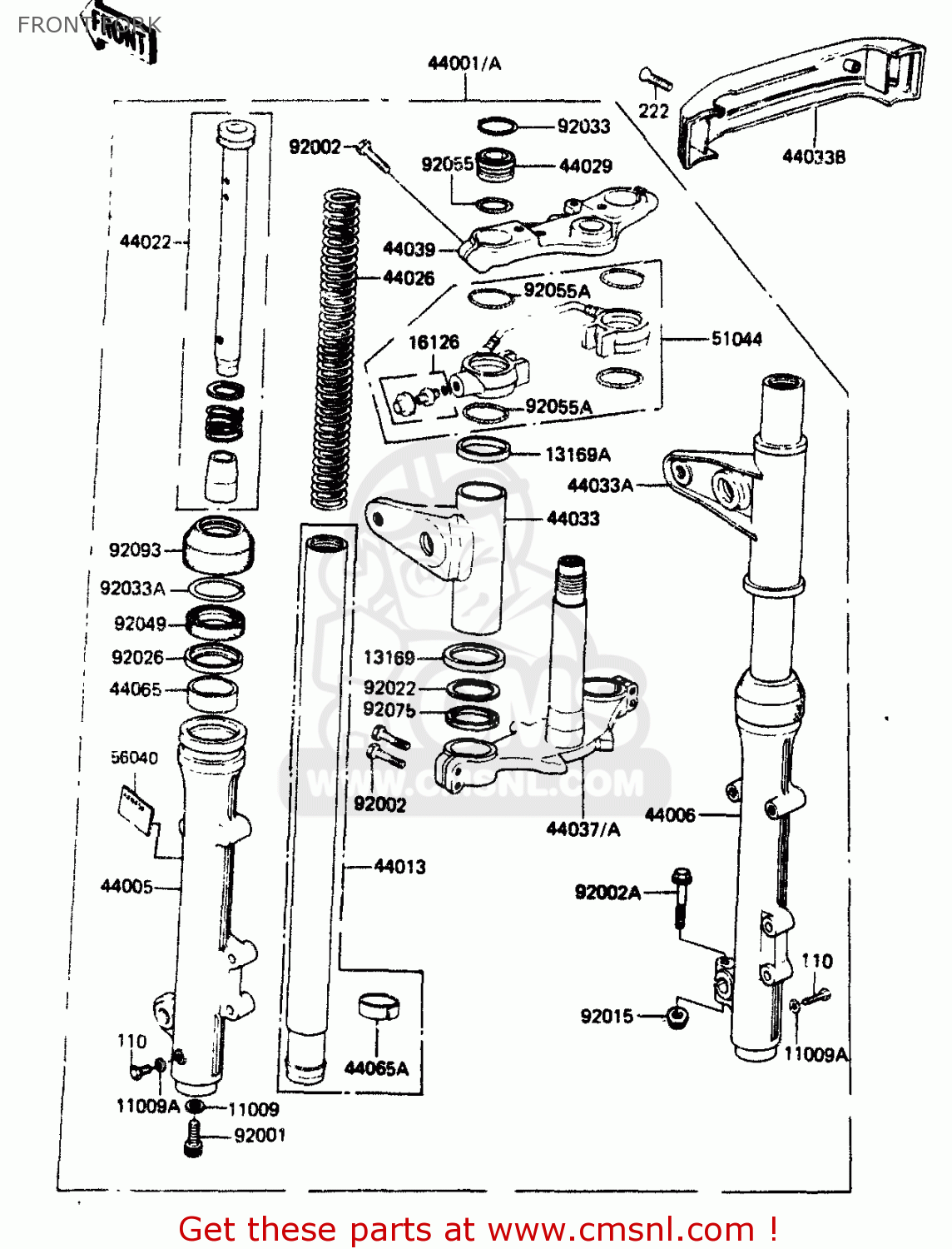 FRONT FORK ZR400B1 1984 EUROPE UK FR IT WG