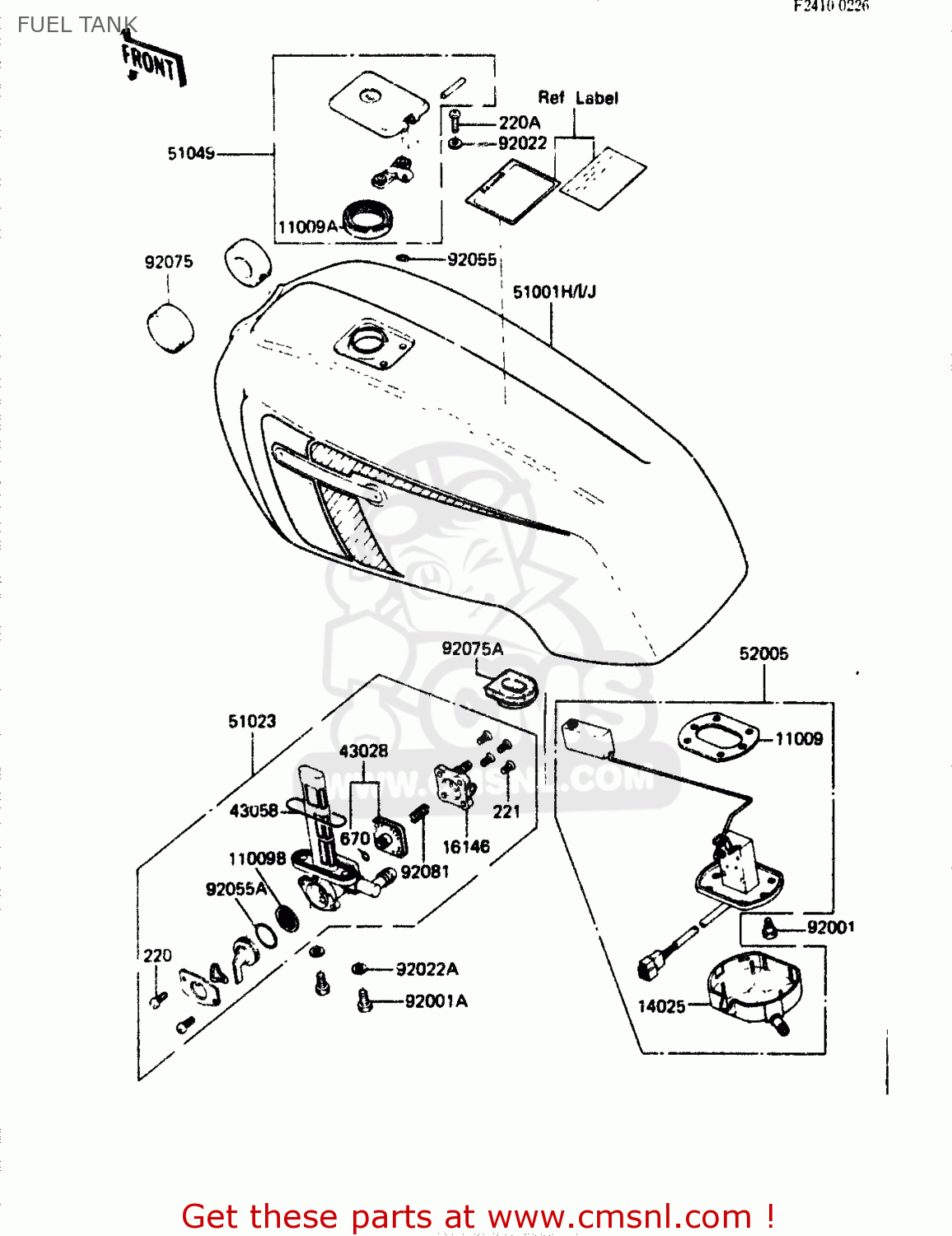 FUEL TANK ZR400B1 1984 EUROPE UK FR IT WG