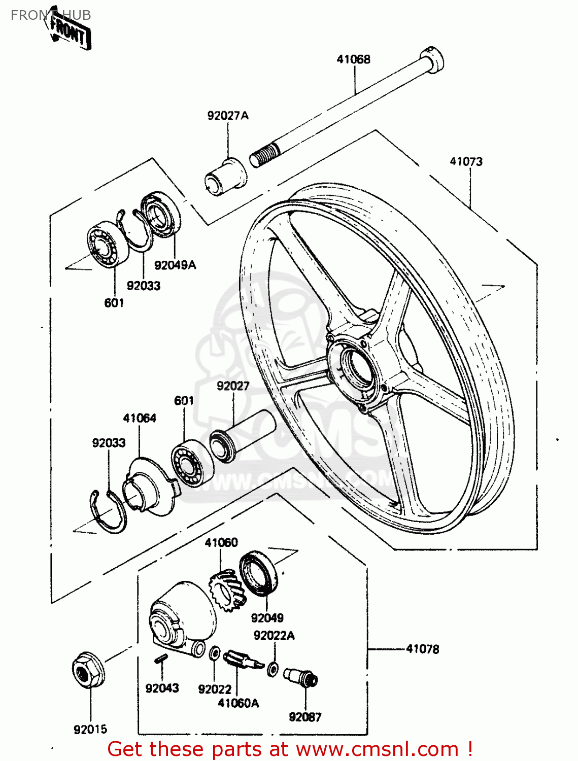 FRONT HUB ZR400B1 1984 EUROPE UK FR IT WG
