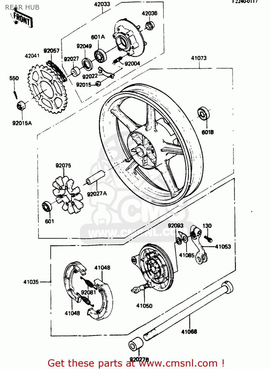 REAR HUB ZR400B1 1984 EUROPE UK FR IT WG