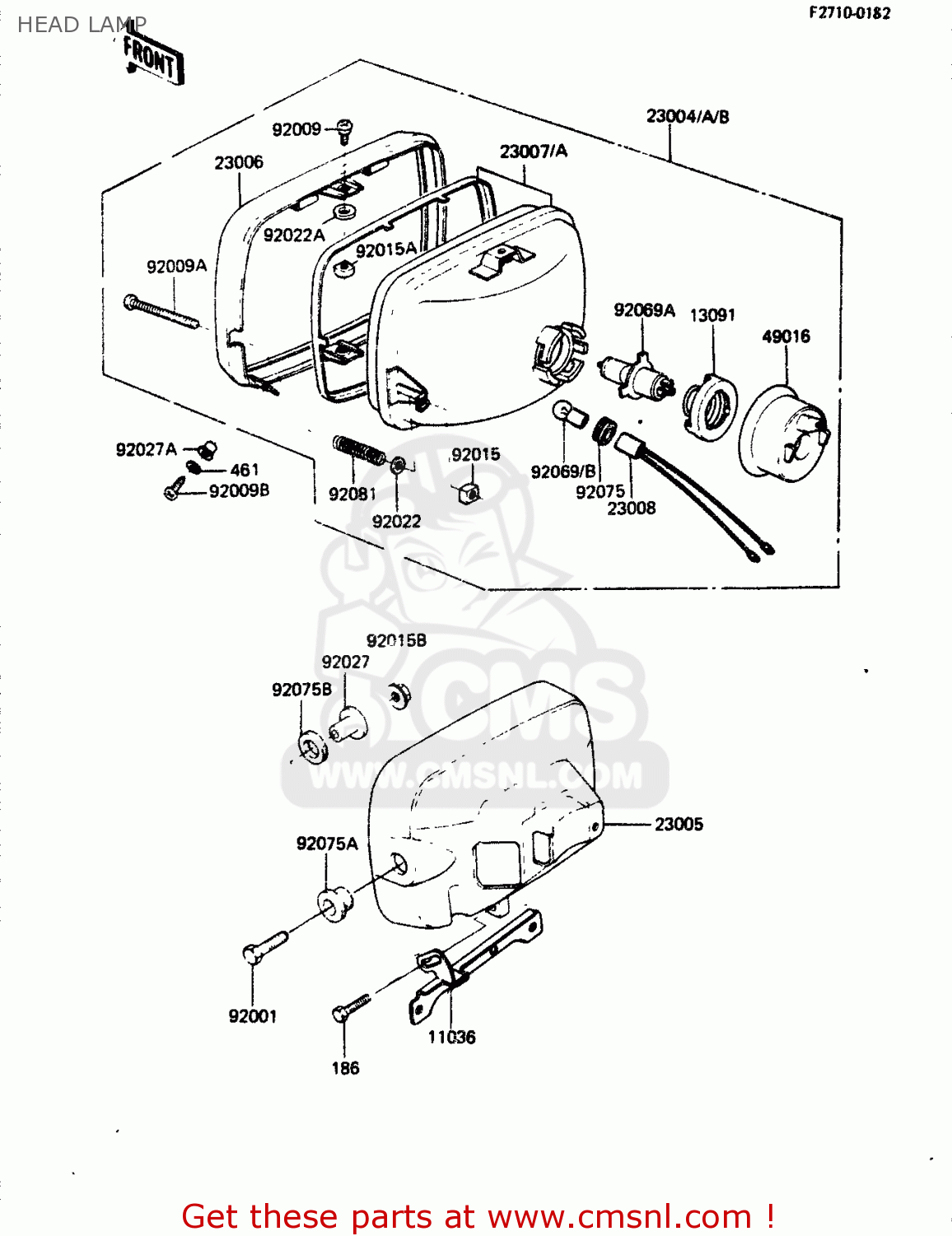 HEAD LAMP ZR400B1 1984 EUROPE UK FR IT WG