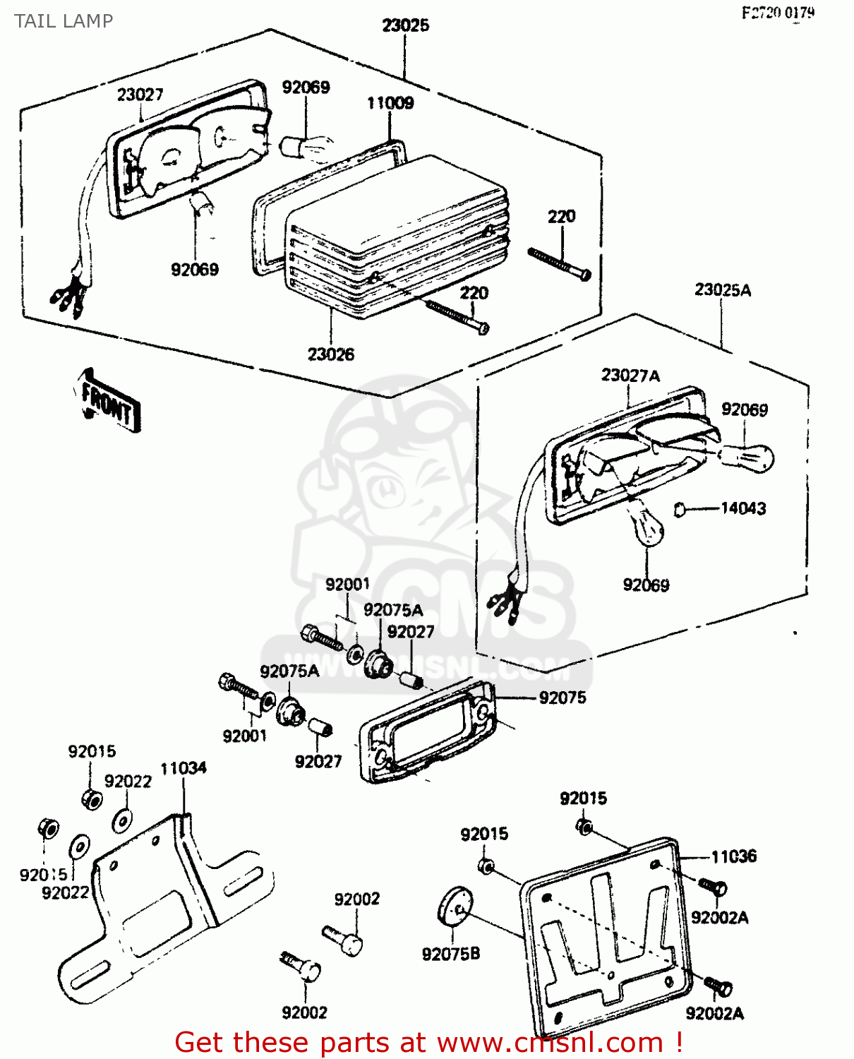 TAIL LAMP ZR400B1 1984 EUROPE UK FR IT WG