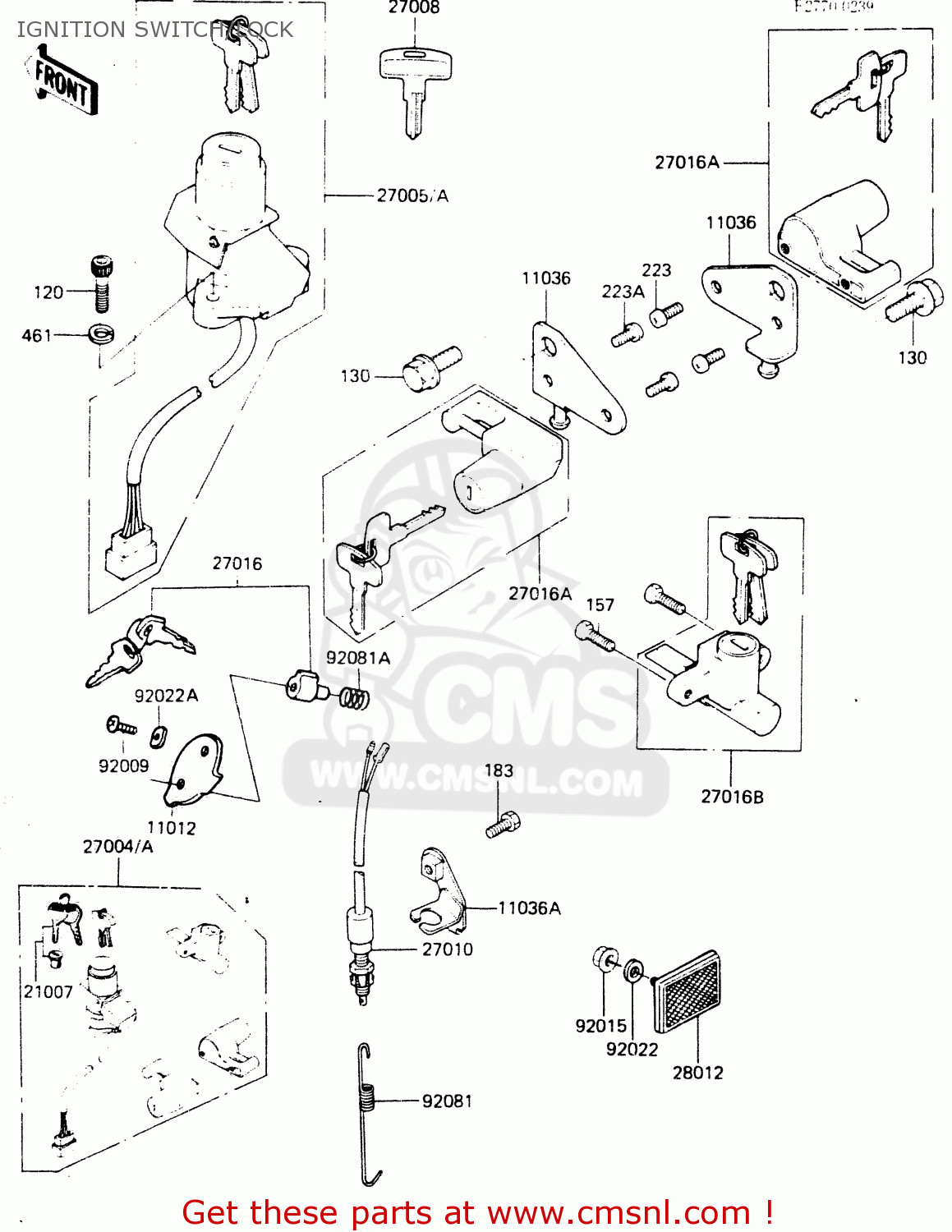 IGNITION SWITCH/LOCK ZR400B1 1984 EUROPE UK FR IT WG