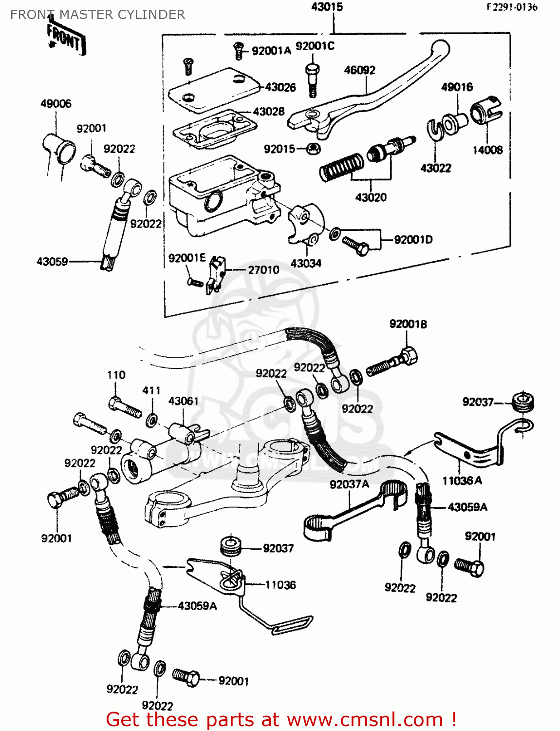 FRONT MASTER CYLINDER ZR400B1 1984 EUROPE UK FR IT WG