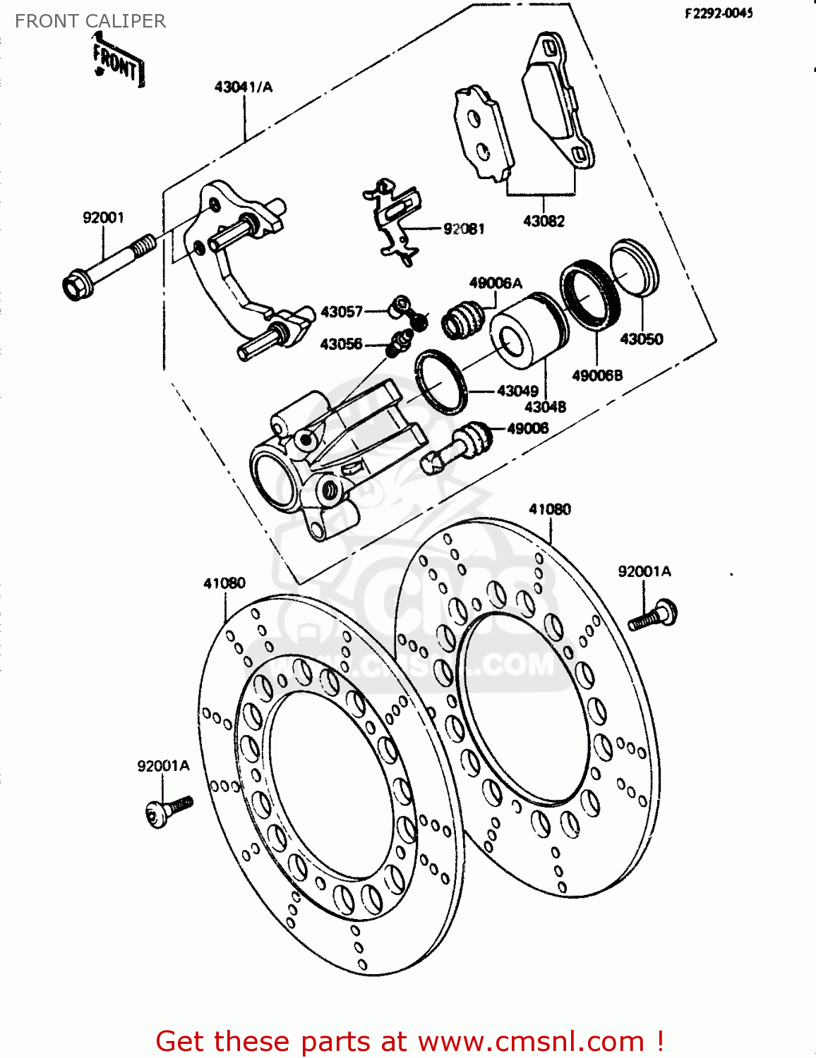 FRONT CALIPER ZR400B1 1984 EUROPE UK FR IT WG