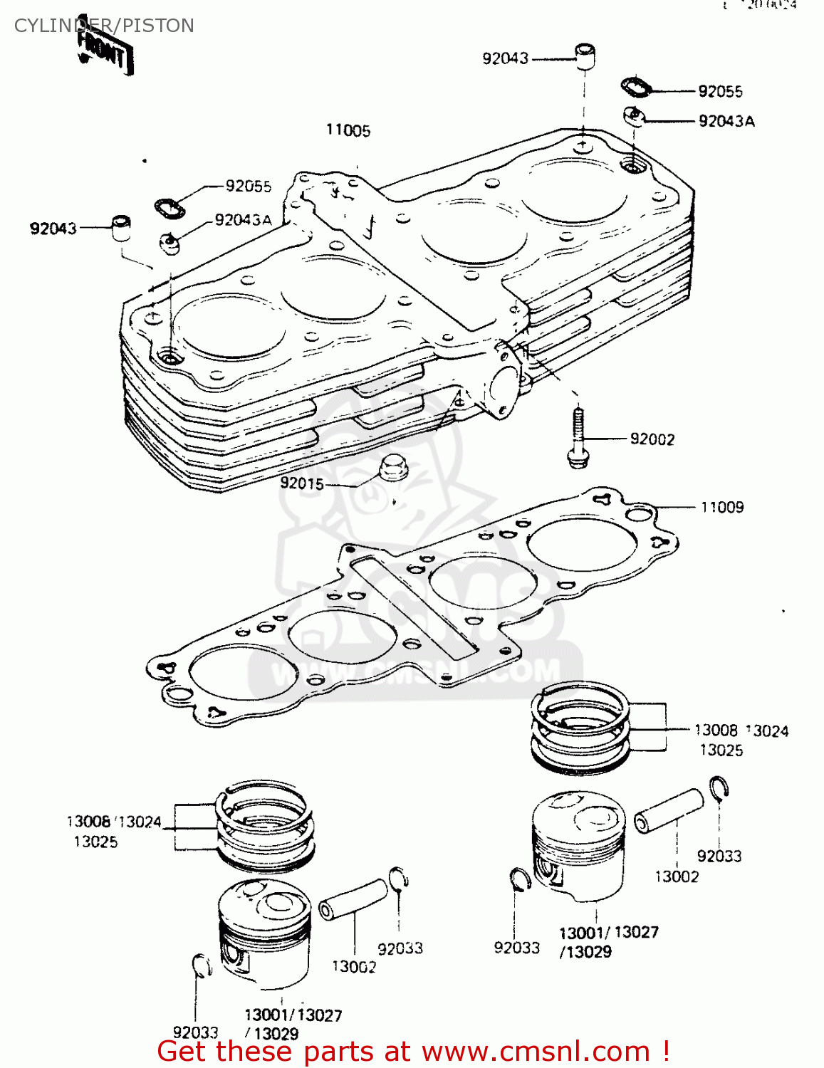 CYLINDER/PISTON ZR400B1 1984 EUROPE UK FR IT WG