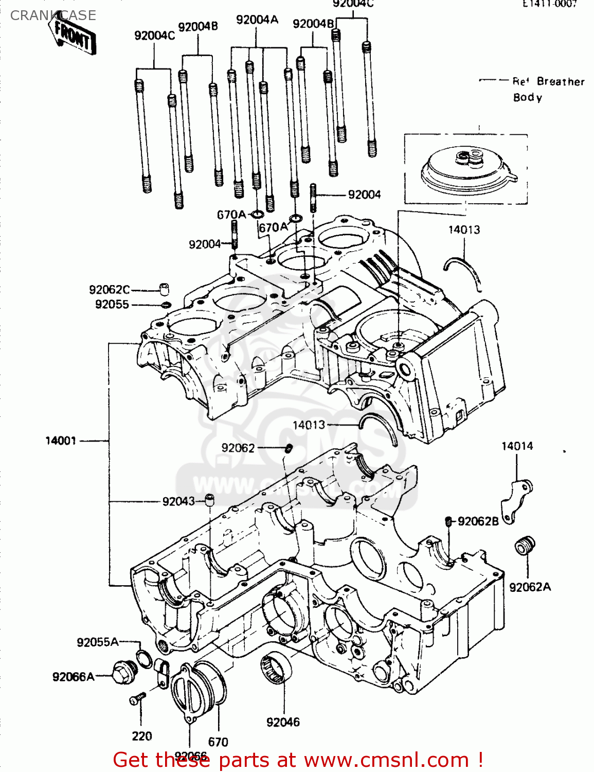CRANKCASE ZR400B1 1984 EUROPE UK FR IT WG