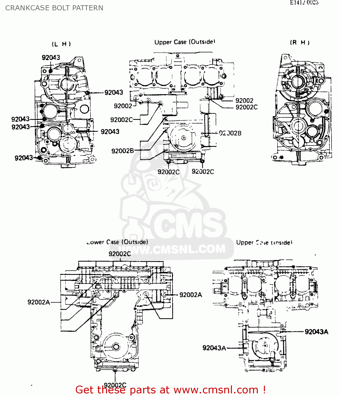 CRANKCASE BOLT PATTERN ZR400B1 1984 EUROPE UK FR IT WG
