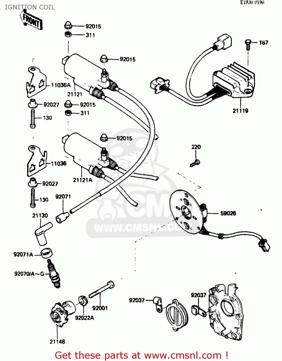 IGNITION COIL ZR400B1 1984 EUROPE UK FR IT WG