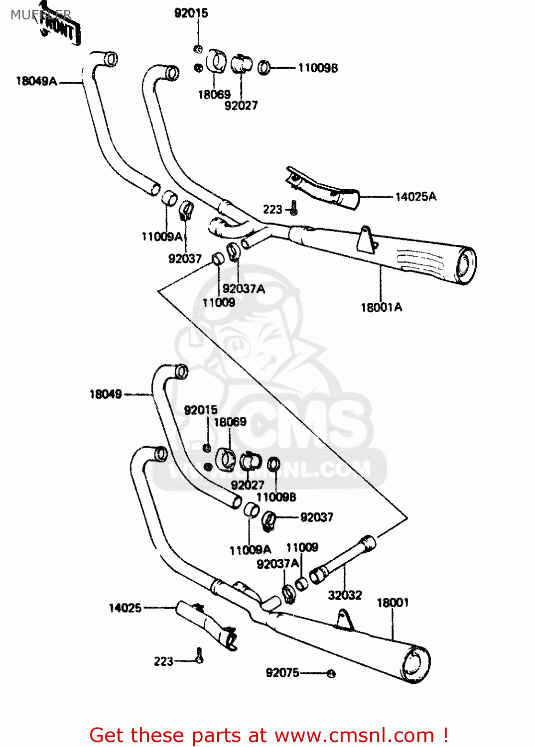 MUFFLER ZR400B1 1984 EUROPE UK FR IT WG