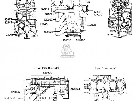 CRANKCASE BOLT PATTERN - ZR400B1 1984 EUROPE UK FR IT WG