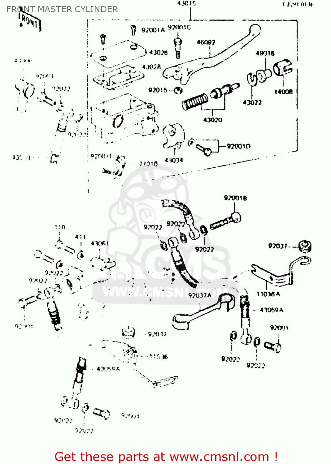 FRONT MASTER CYLINDER ZR550A1 1983 EUROPE UK FR IT NR SD WG