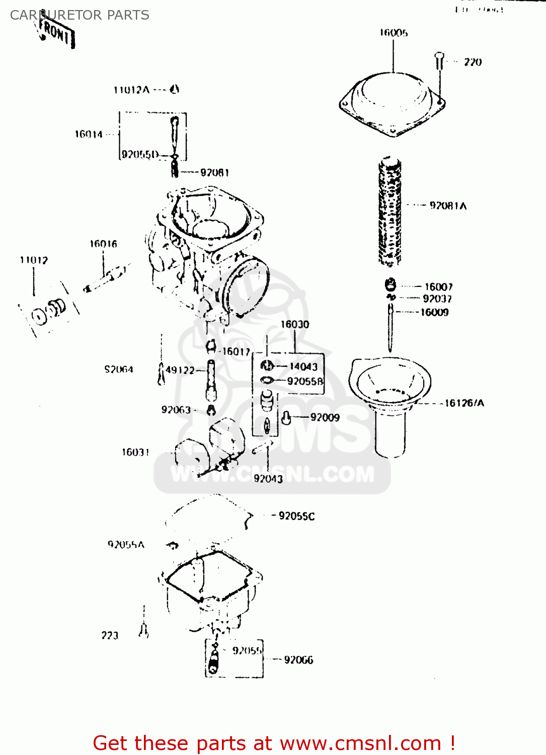 CARBURETOR PARTS ZR550A1 1983 EUROPE UK FR IT NR SD WG