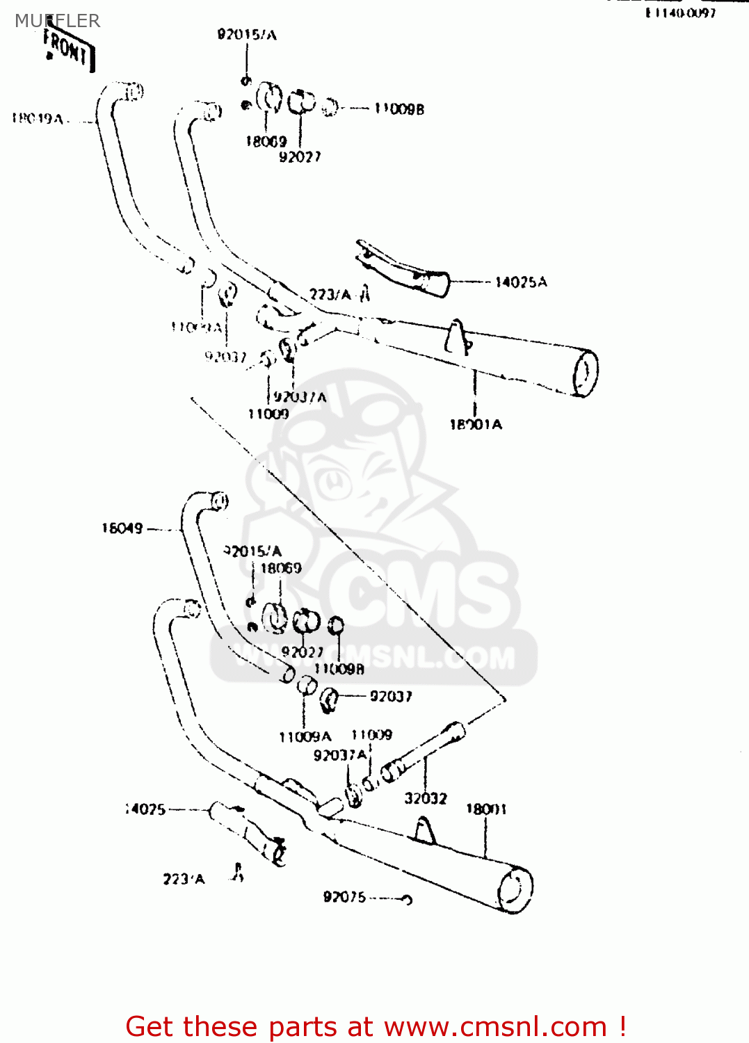 MUFFLER ZR550A1 1983 EUROPE UK FR IT NR SD WG