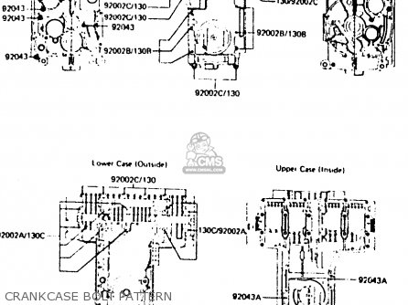 CRANKCASE BOLT PATTERN - ZR550A1 1983 EUROPE UK FR IT NR SD WG