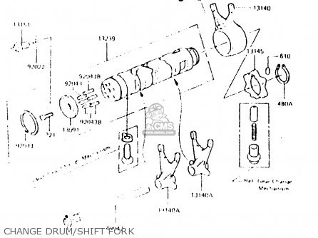 CHANGE DRUM/SHIFT FORK - ZR550A1 1983 EUROPE UK FR IT NR SD WG