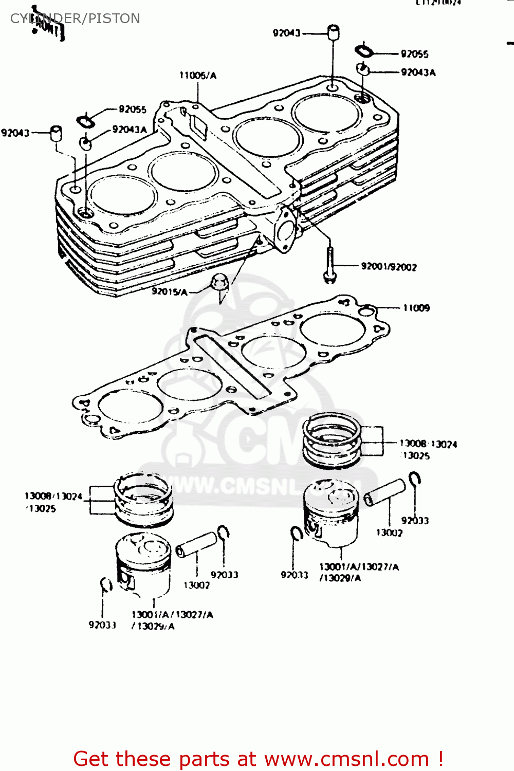 CYLINDER/PISTON ZR550A2 1984 EUROPE UK WG