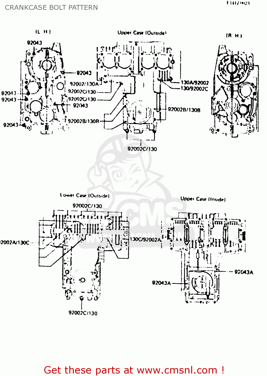 CRANKCASE BOLT PATTERN ZR550A2 1984 EUROPE UK WG