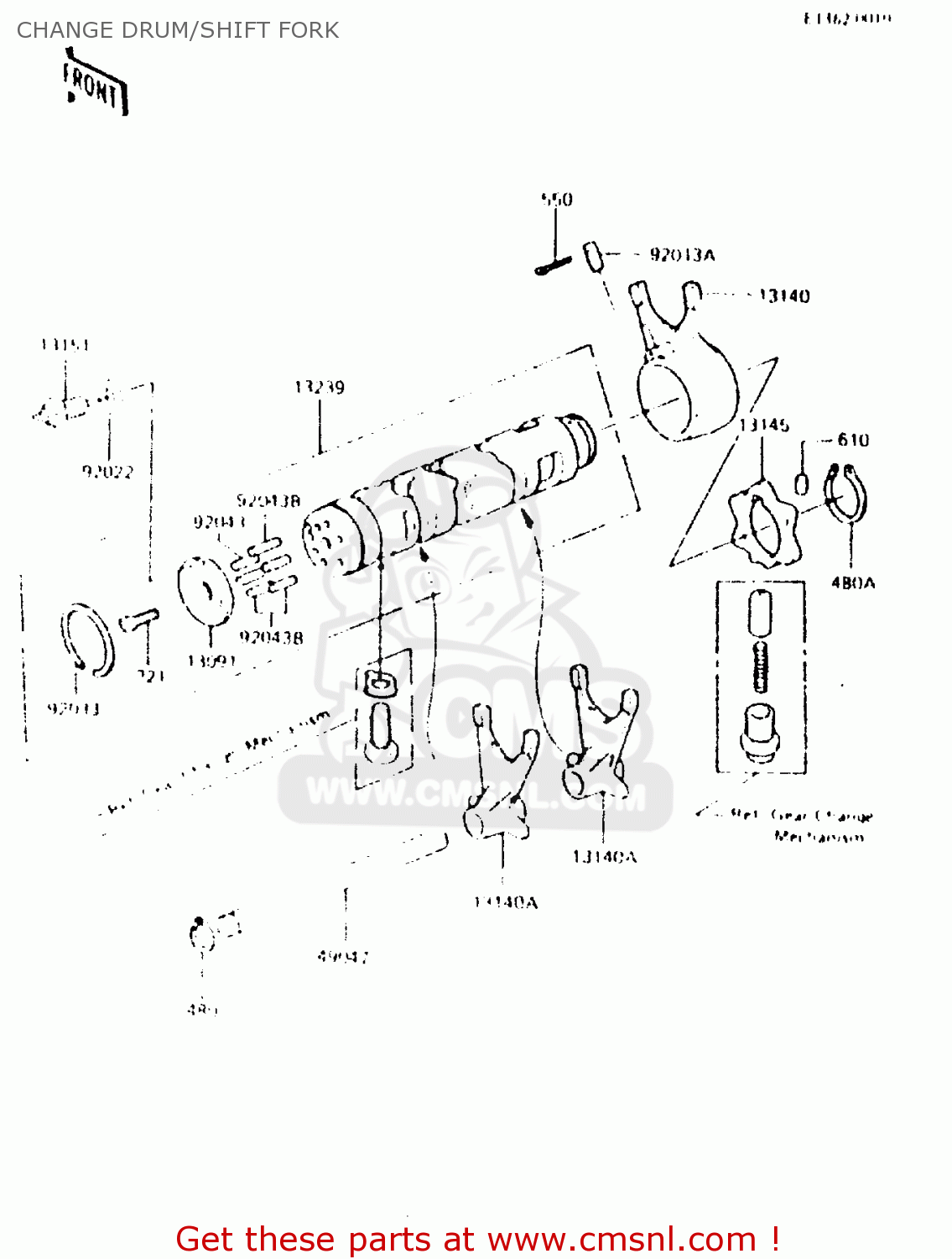 CHANGE DRUM/SHIFT FORK ZR550A2 1984 EUROPE UK WG