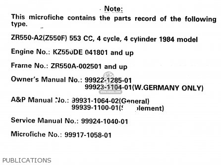 PUBLICATIONS - ZR550A2 1984 EUROPE UK WG