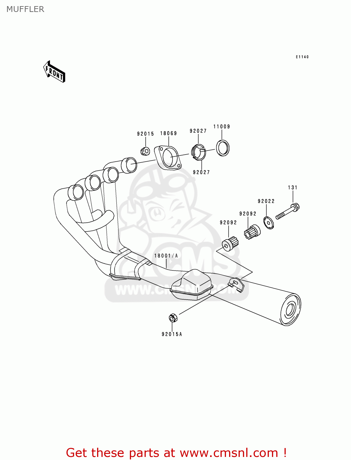 MUFFLER ZR550B1 1990 USA CALIFORNIA