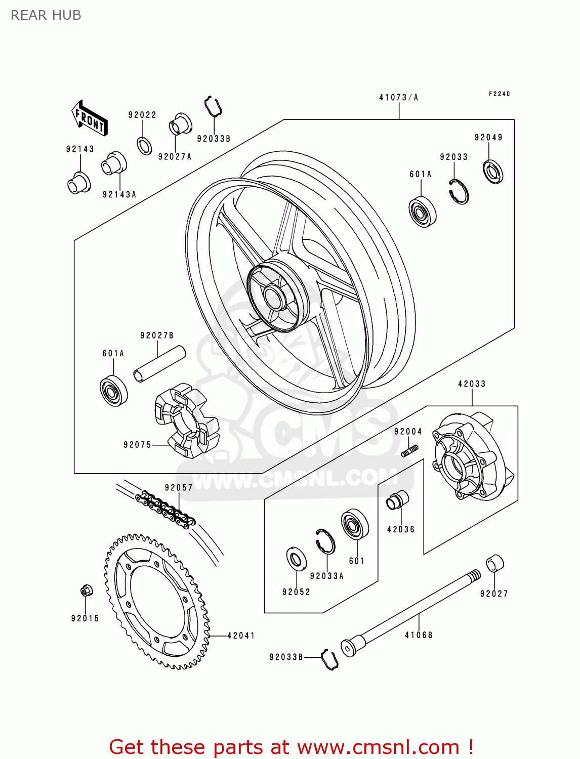 REAR HUB ZR550B1 1990 USA CALIFORNIA
