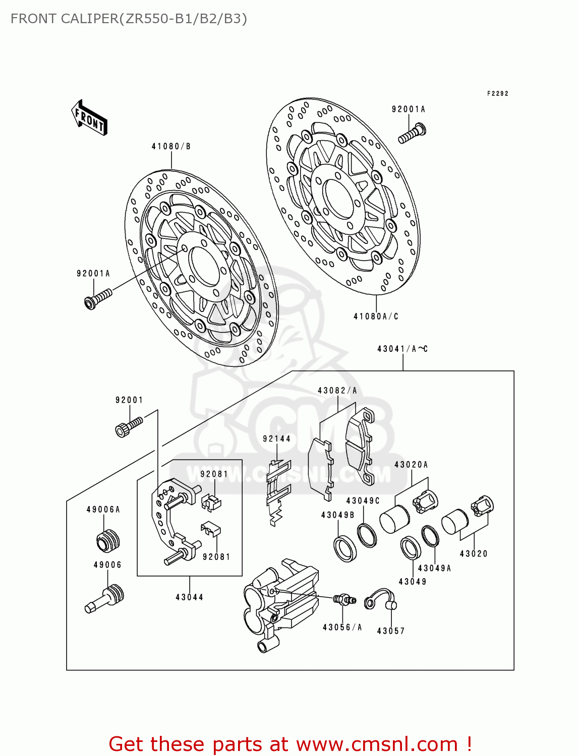 FRONT CALIPER(ZR550-B1/B2/B3) ZR550B1 1990 USA CALIFORNIA