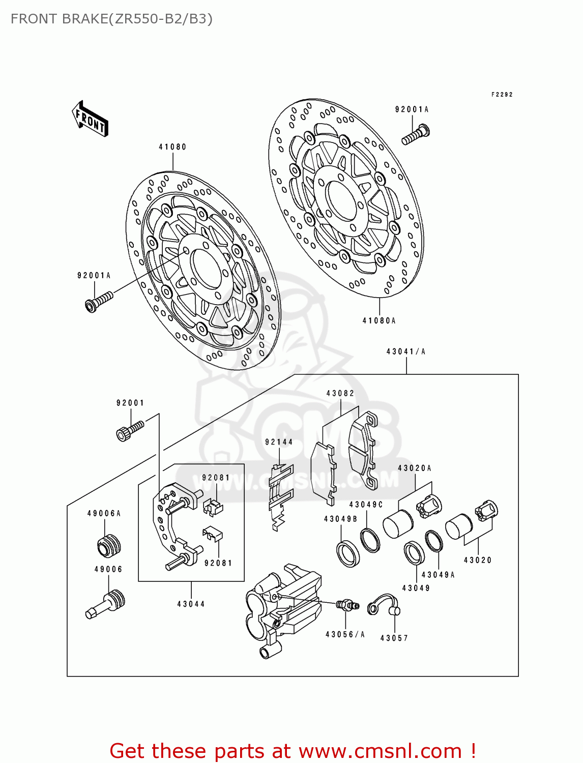 FRONT BRAKE(ZR550-B2/B3) ZR550B2 ZEPHYR 1991 EUROPE UK FG GR IT NR
