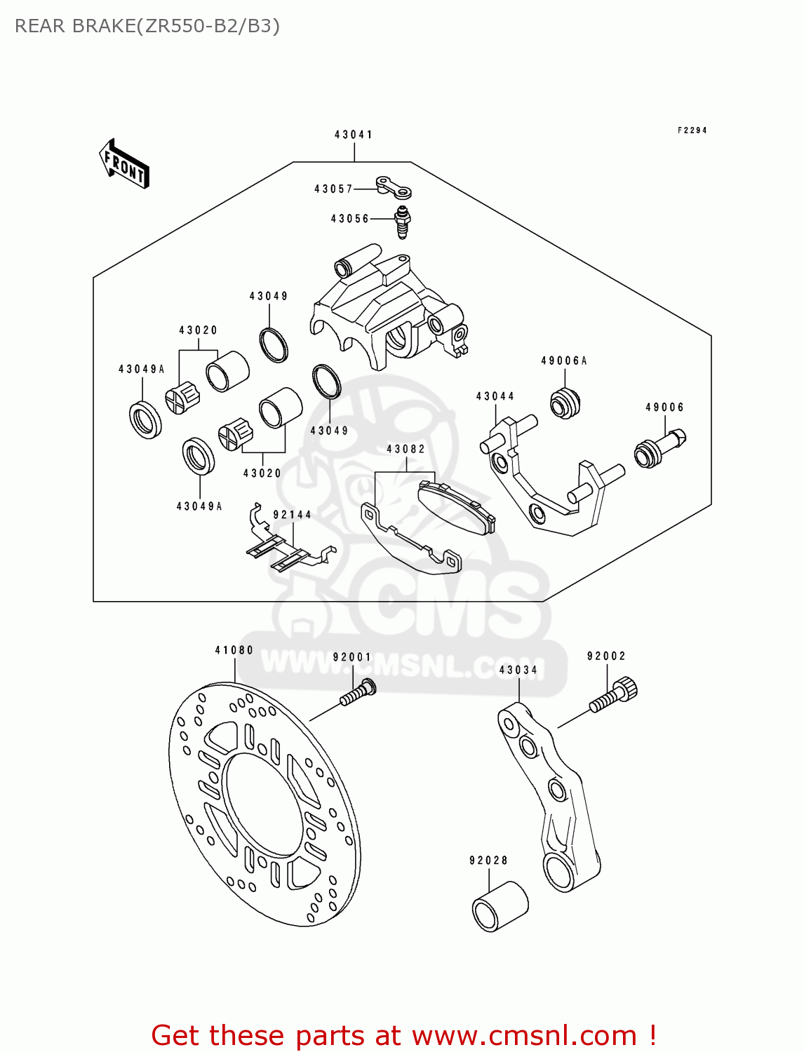 REAR BRAKE(ZR550-B2/B3) ZR550B2 ZEPHYR 1991 EUROPE UK FG GR IT NR