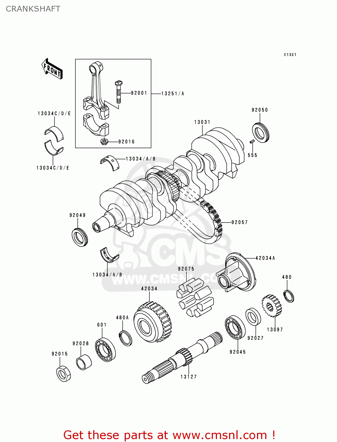 CRANKSHAFT ZR550B2 ZEPHYR 1991 USA CALIFORNIA CANADA