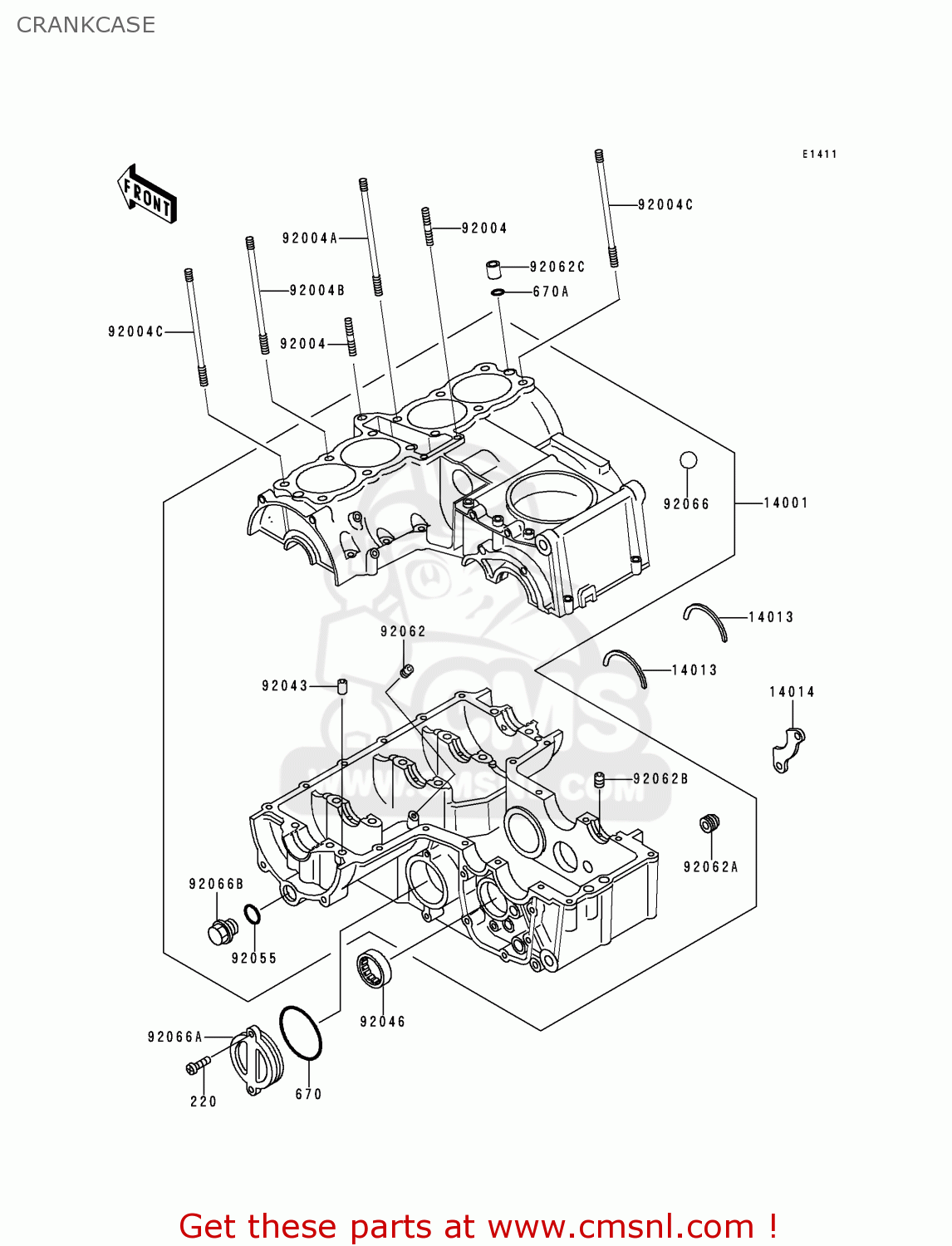 CRANKCASE ZR550B2 ZEPHYR 1991 USA CALIFORNIA CANADA