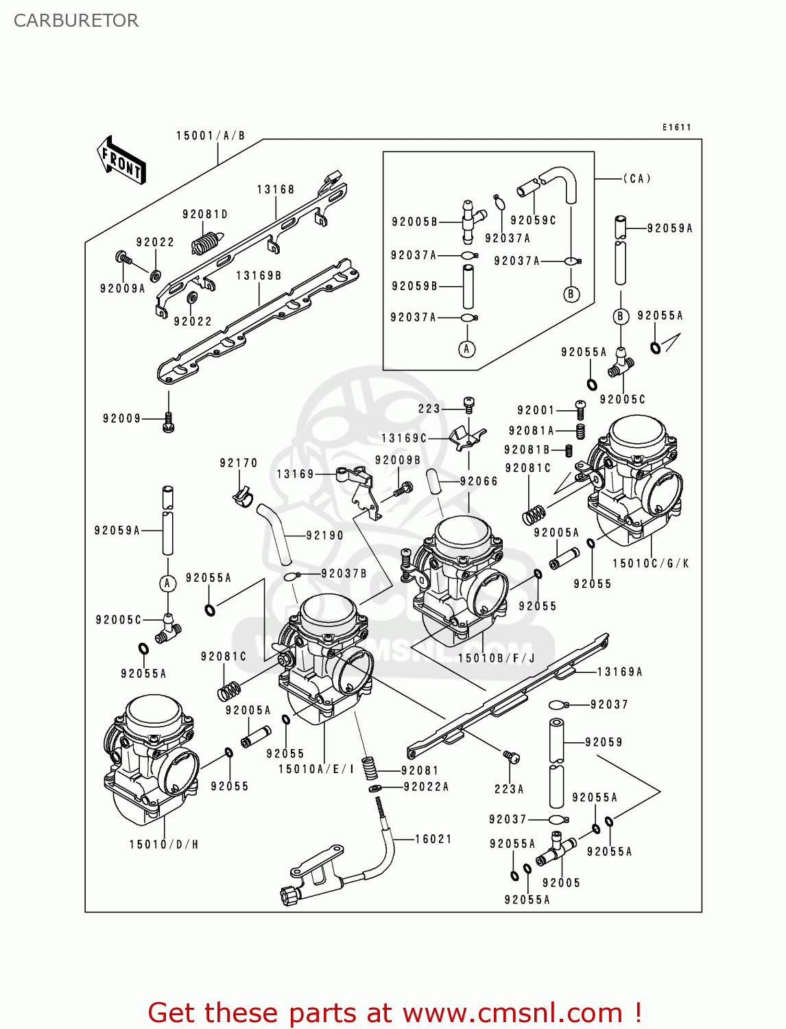 CARBURETOR ZR550B2 ZEPHYR 1991 USA CALIFORNIA CANADA
