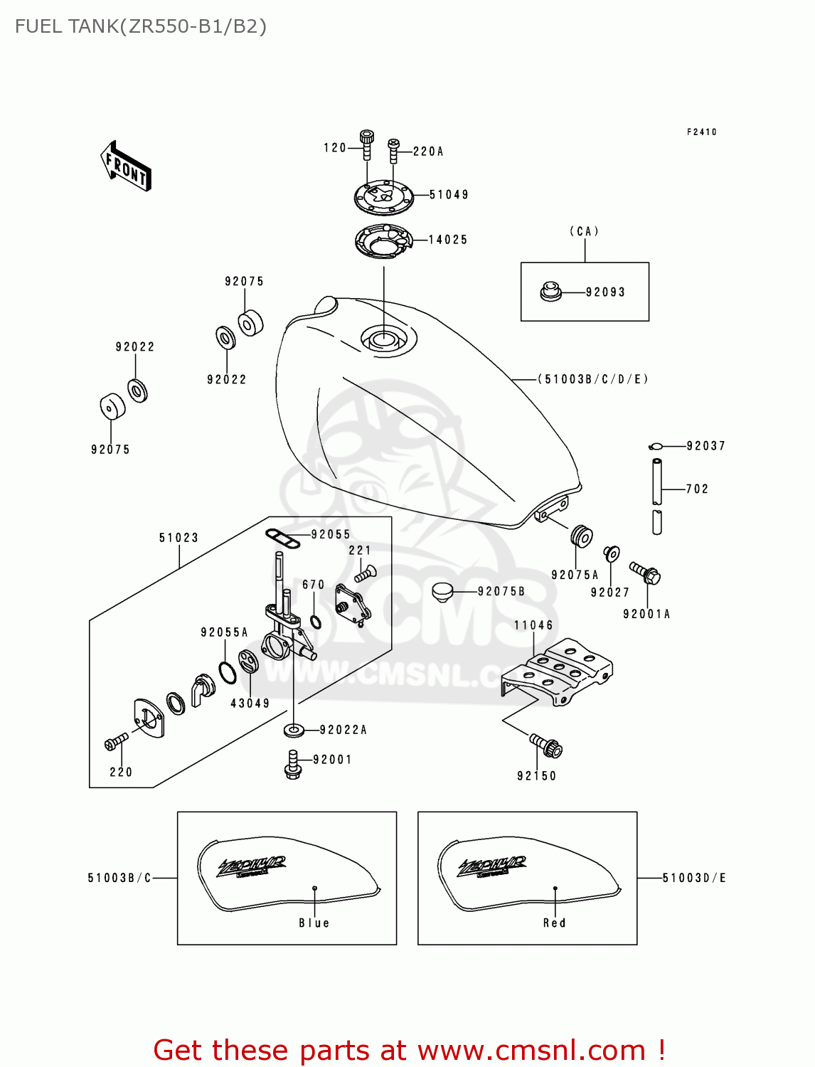 FUEL TANK(ZR550-B1/B2) ZR550B2 ZEPHYR 1991 USA CALIFORNIA CANADA