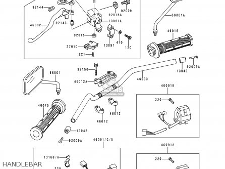 HANDLEBAR - ZR550B2 ZEPHYR 1991 USA CALIFORNIA CANADA