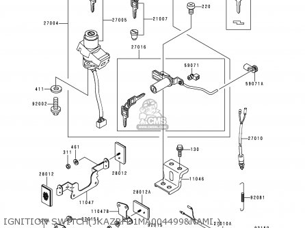 IGNITION SWITCH(JKAZRFB1MA004499&NAMI.) - ZR550B2 ZEPHYR 1991 USA CALIFORNIA CANADA