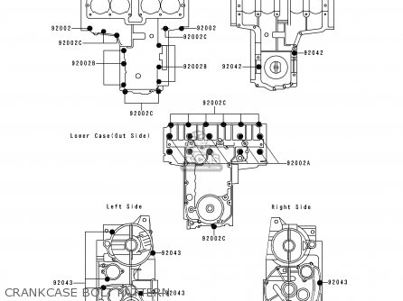 CRANKCASE BOLT PATTERN - ZR550B3 ZEPHYR 1992 CANADA