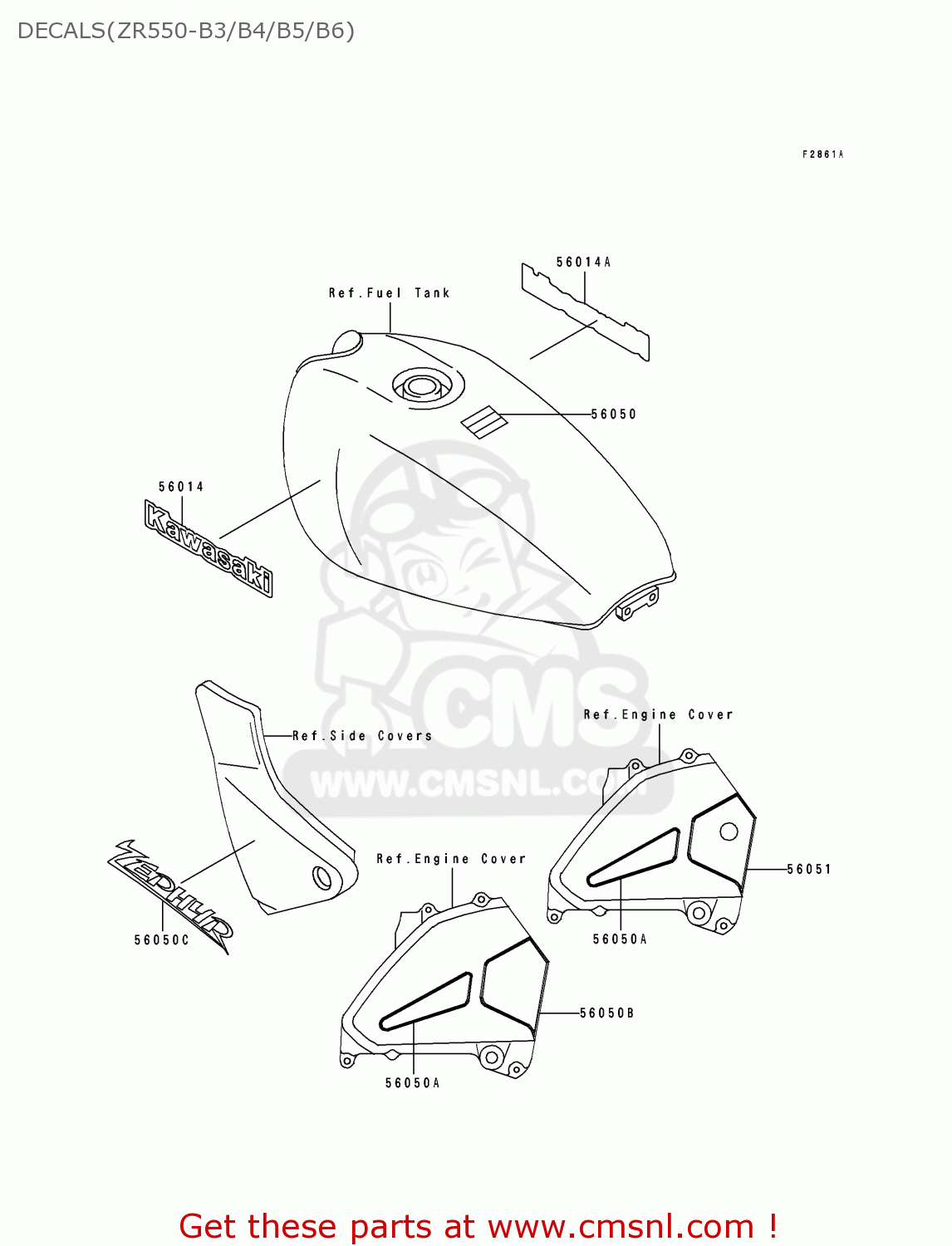 Kawasaki ZR550B3 ZEPHYR 1992 EUROPE UK FG FR GR SP DECALS(ZR550-B3/B4 ...