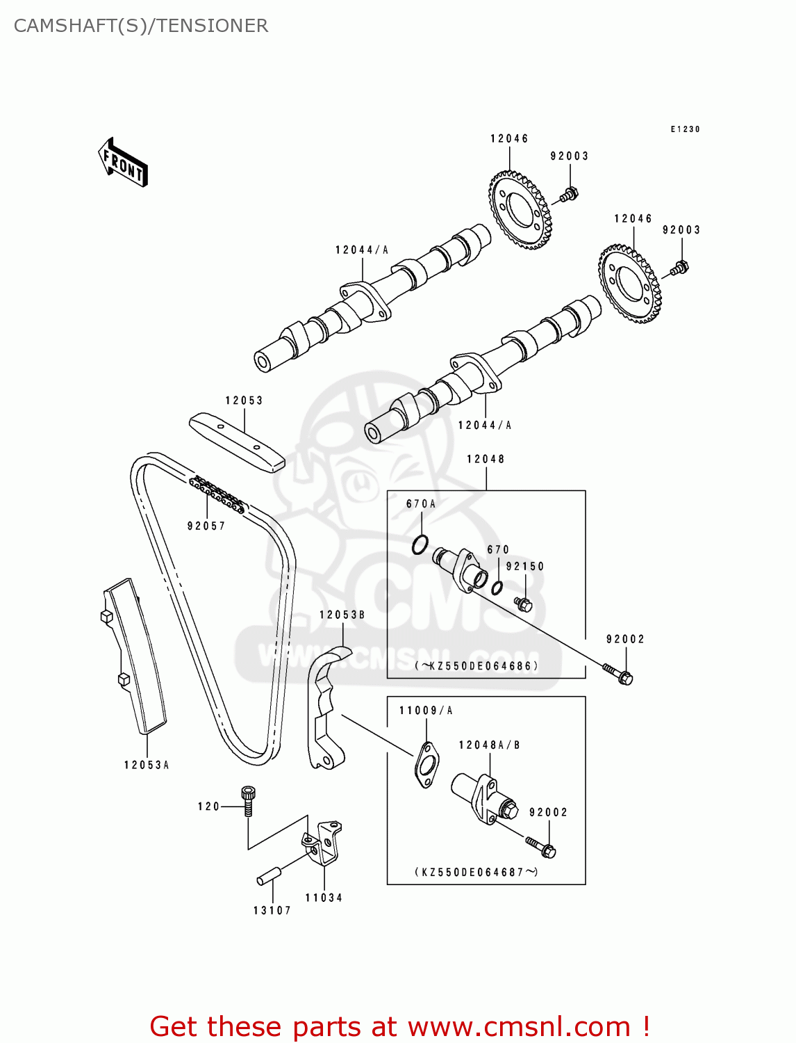 CAMSHAFT(S)/TENSIONER ZR550B3 ZEPHYR 1992 EUROPE UK FG FR GR SP