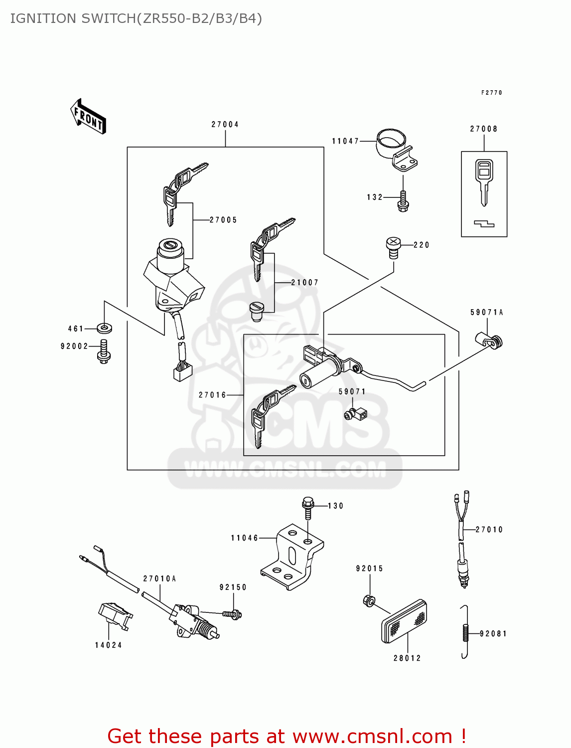 IGNITION SWITCH(ZR550-B2/B3/B4) ZR550B3 ZEPHYR 1992 EUROPE UK FG FR GR SP