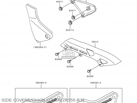 SIDE COVERS/CHAIN COVER(ZR550-B3) - ZR550B3 ZEPHYR 1992 EUROPE UK FG FR GR SP