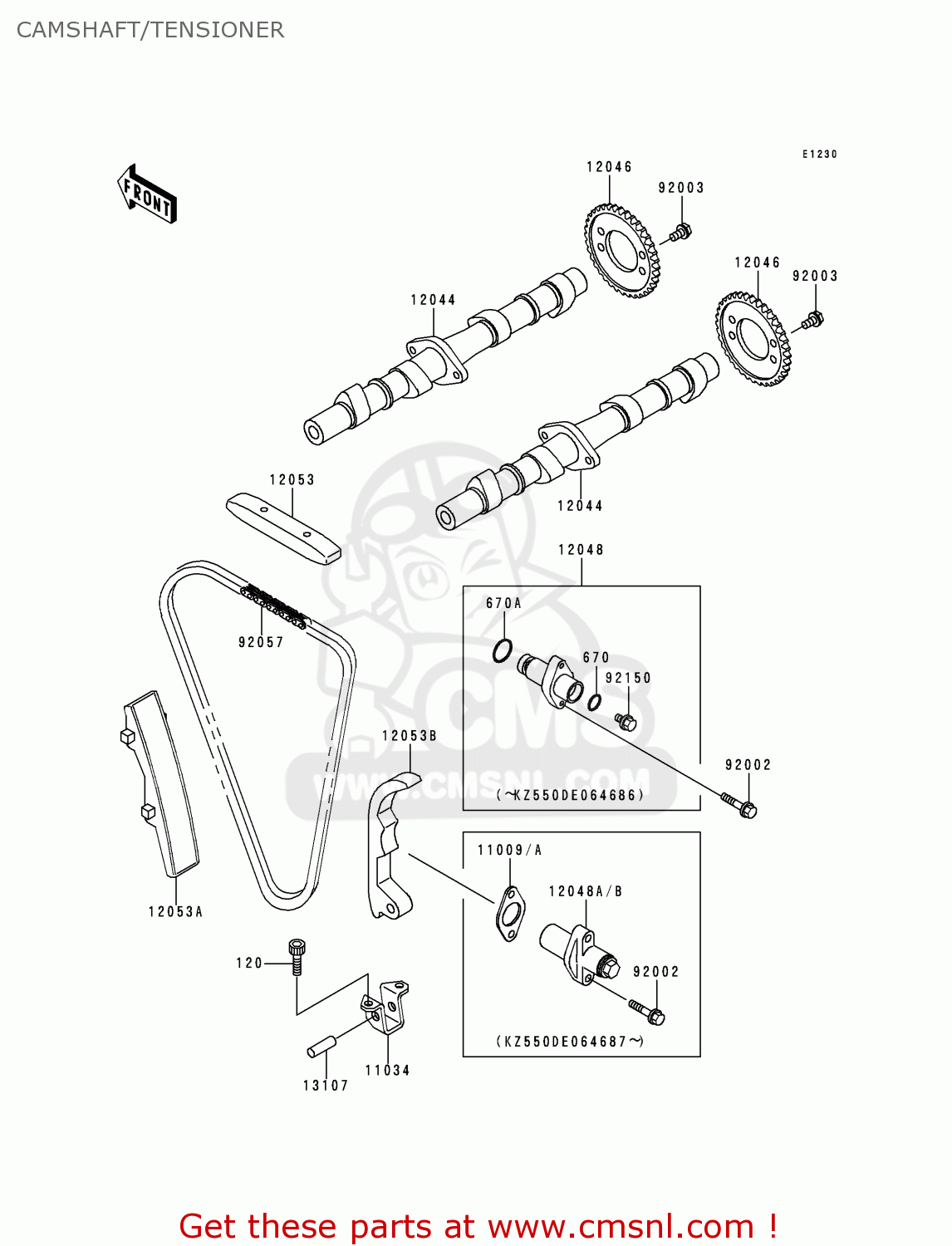 CAMSHAFT/TENSIONER ZR550B4 ZEPHYR 1993 CANADA