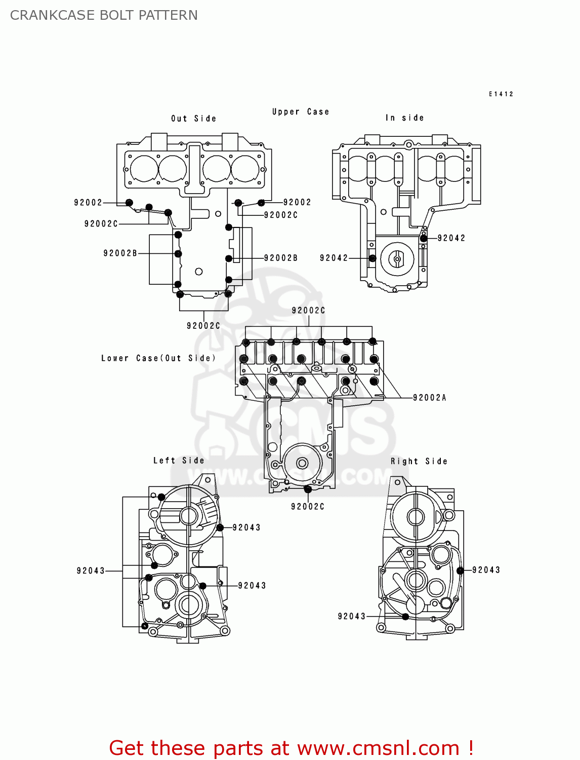 CRANKCASE BOLT PATTERN ZR550B4 ZEPHYR 1993 CANADA