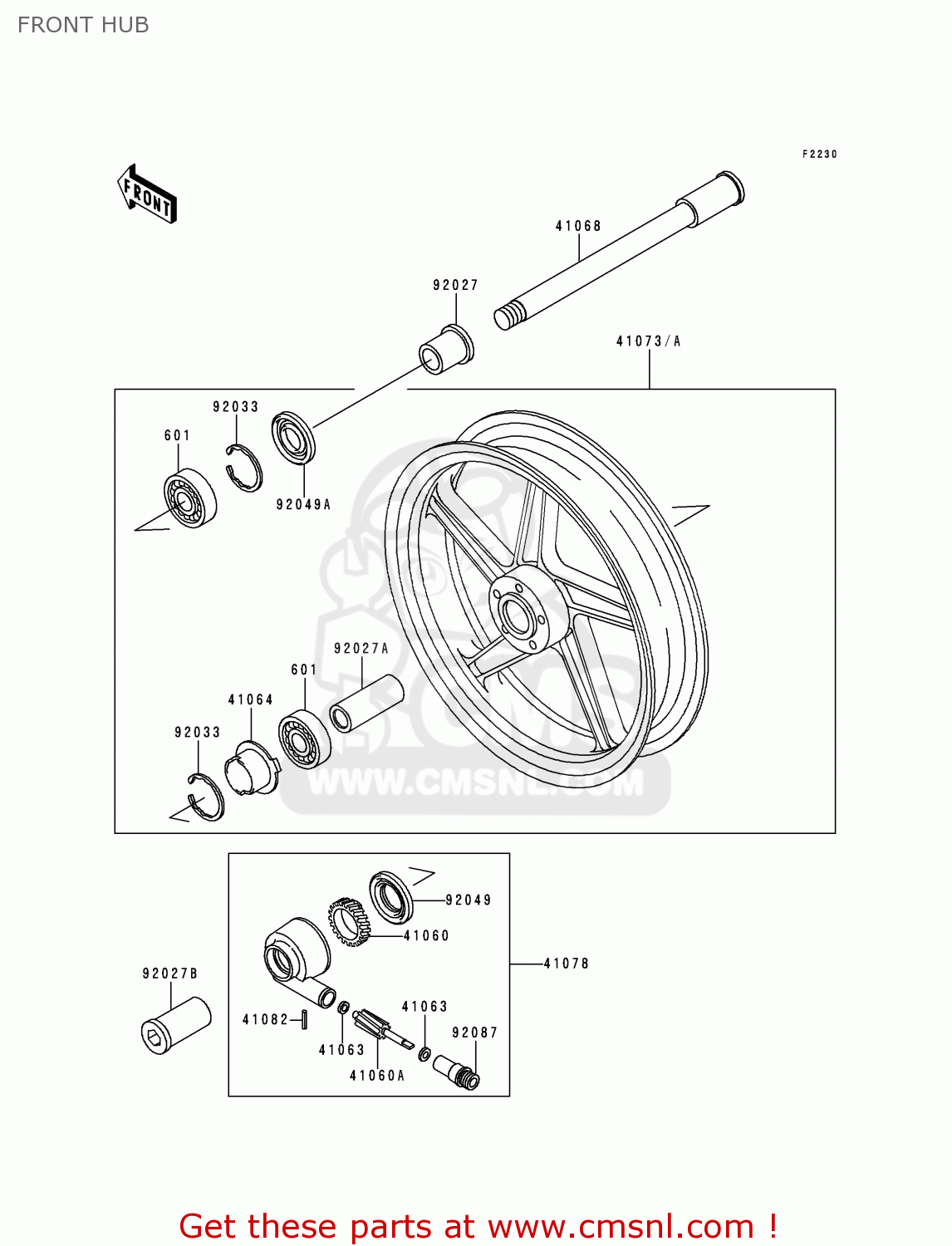 FRONT HUB ZR550B4 ZEPHYR 1993 CANADA