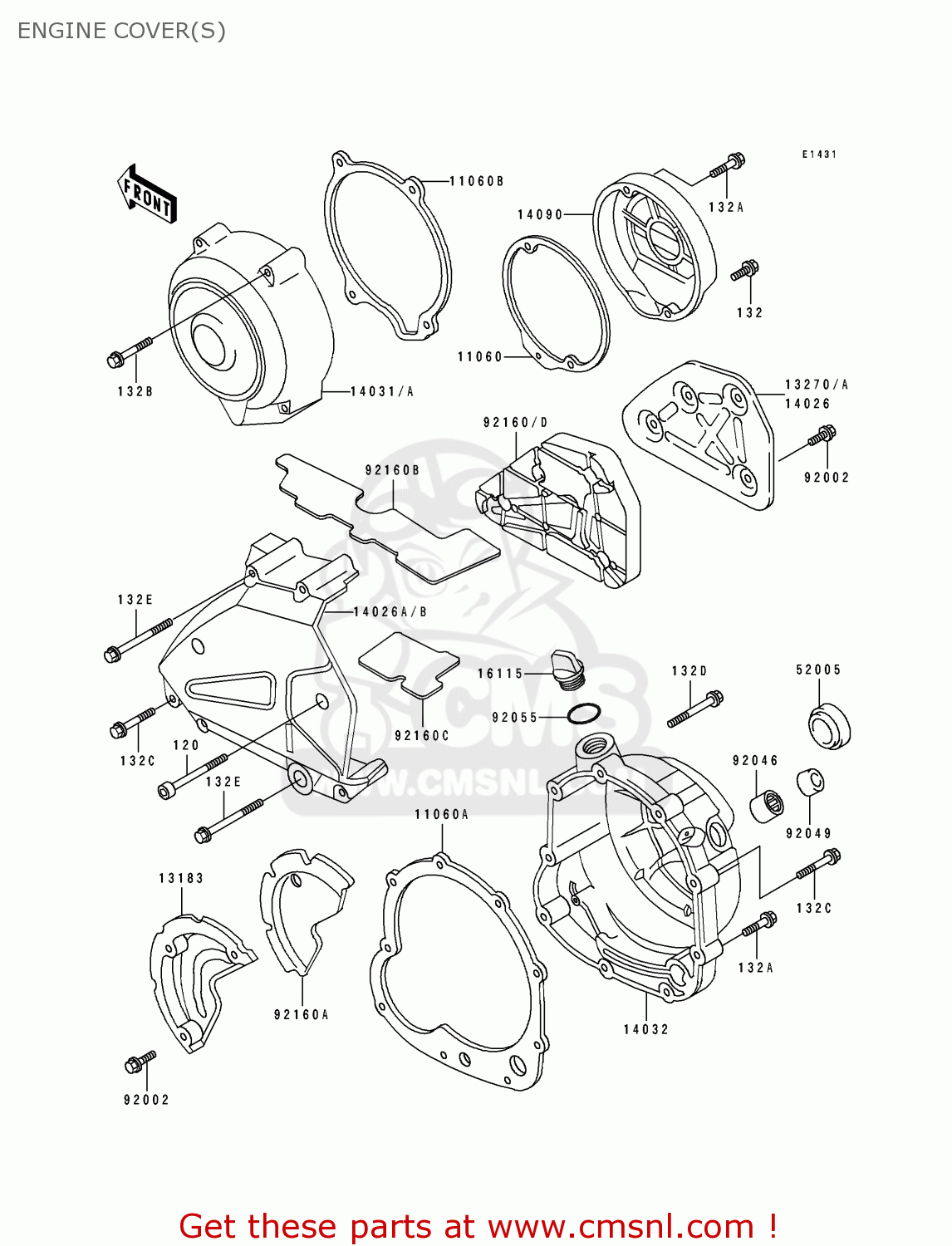 ENGINE COVER(S) ZR550B4 ZEPHYR 1993 EUROPE UK FR NL FG GR SP