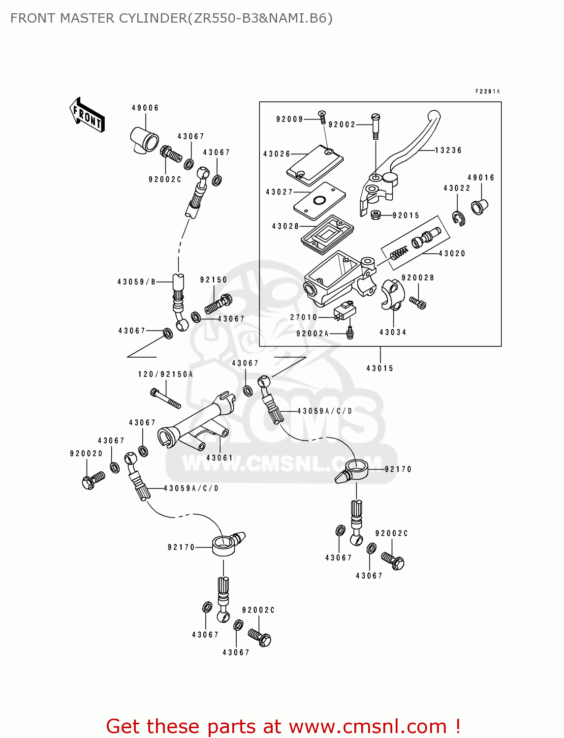 FRONT MASTER CYLINDER(ZR550-B3&NAMI.B6) ZR550B4 ZEPHYR 1993 EUROPE UK FR NL FG GR SP