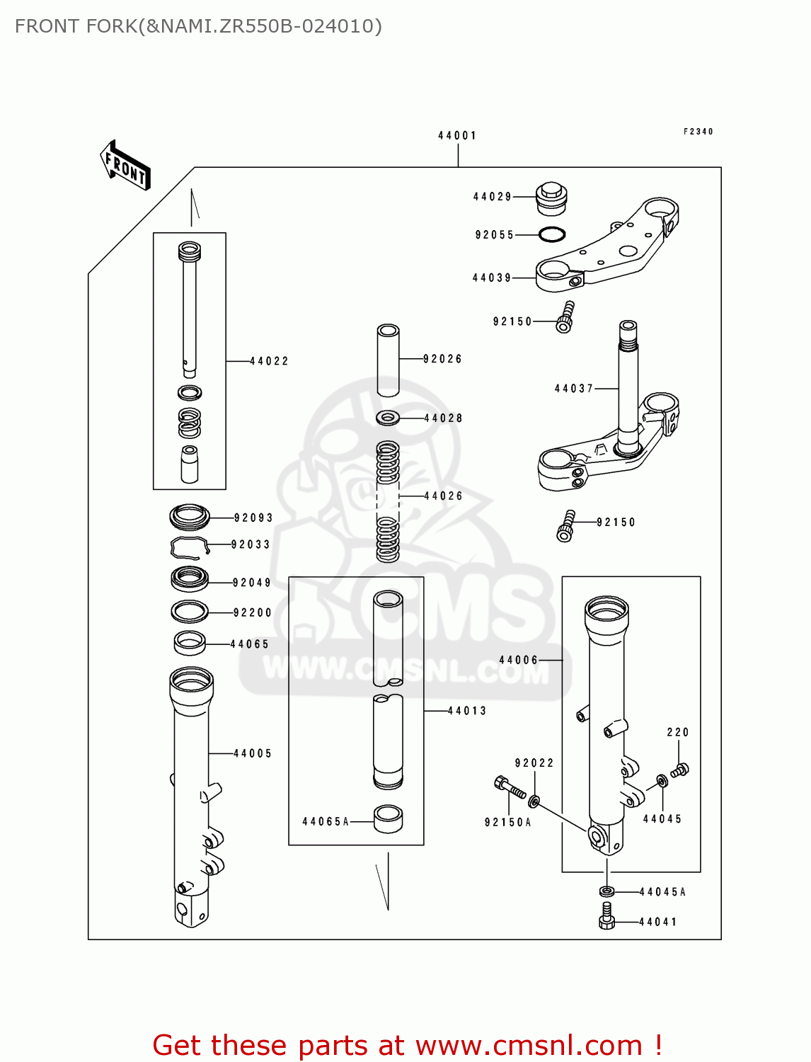 FRONT FORK(&NAMI.ZR550B-024010) ZR550B4 ZEPHYR 1993 EUROPE UK FR NL FG GR SP